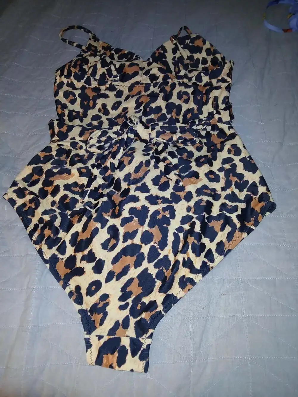 Leopard Print Cut-Out One-Piece Swimsuit Size L